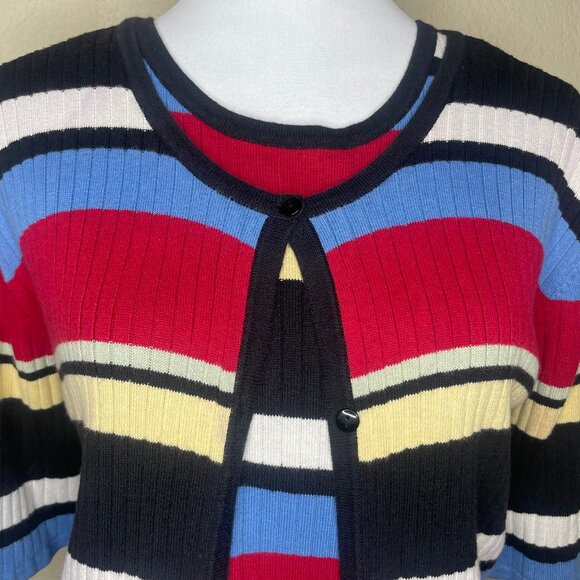 Cherokee Women's 90's Two-Piece Striped Sweater Top Casual Grandmacore Sz 22/24W - Picture 5 of 12